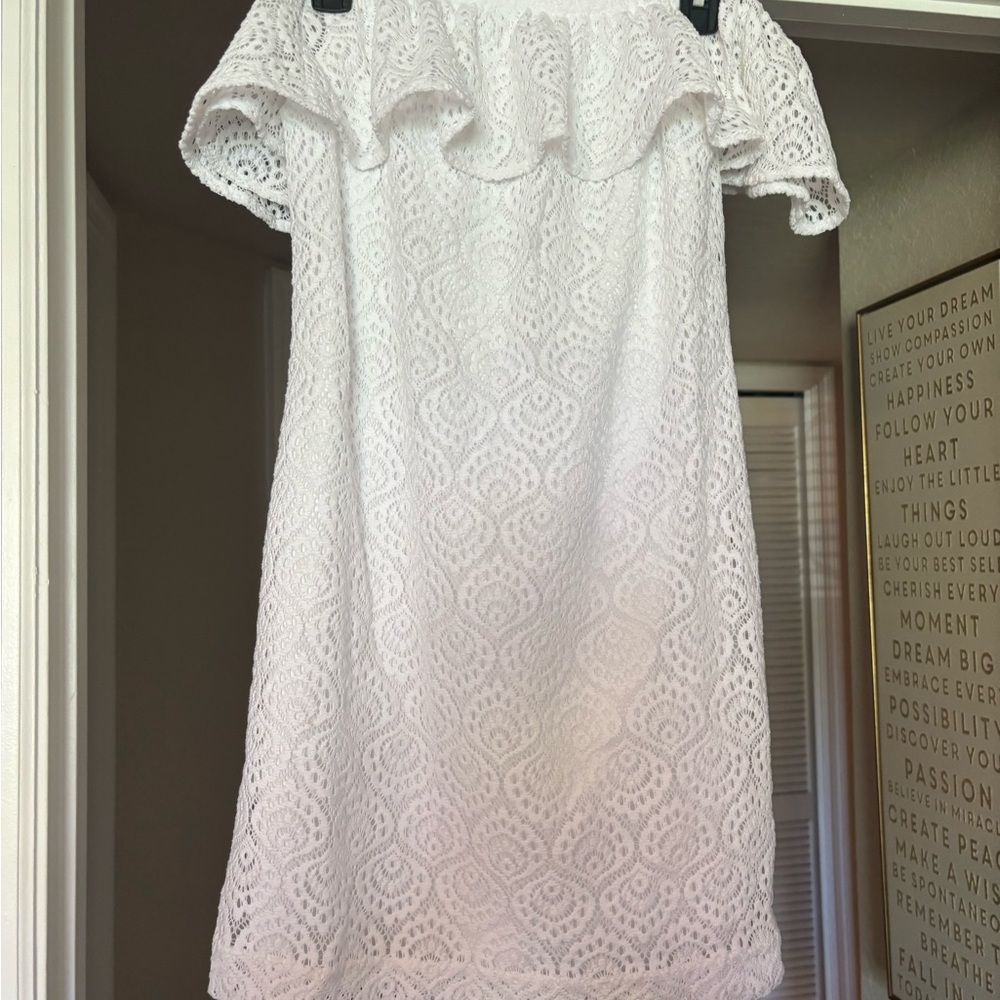 Lily Pulitzer Elegant White Lace Off-Shoulder Dress